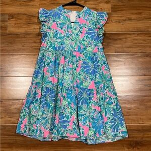 Lilly Pulitzer Aldena Floral Sleeveless Dress in Blue and Pink Size 14